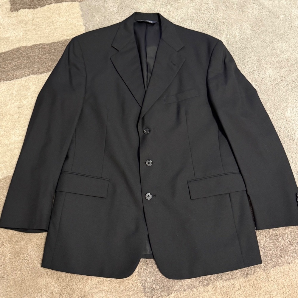 Mens‎ Black Polo Ralph Lauren Wool Blend Suit Jacket Blazer Formal Business